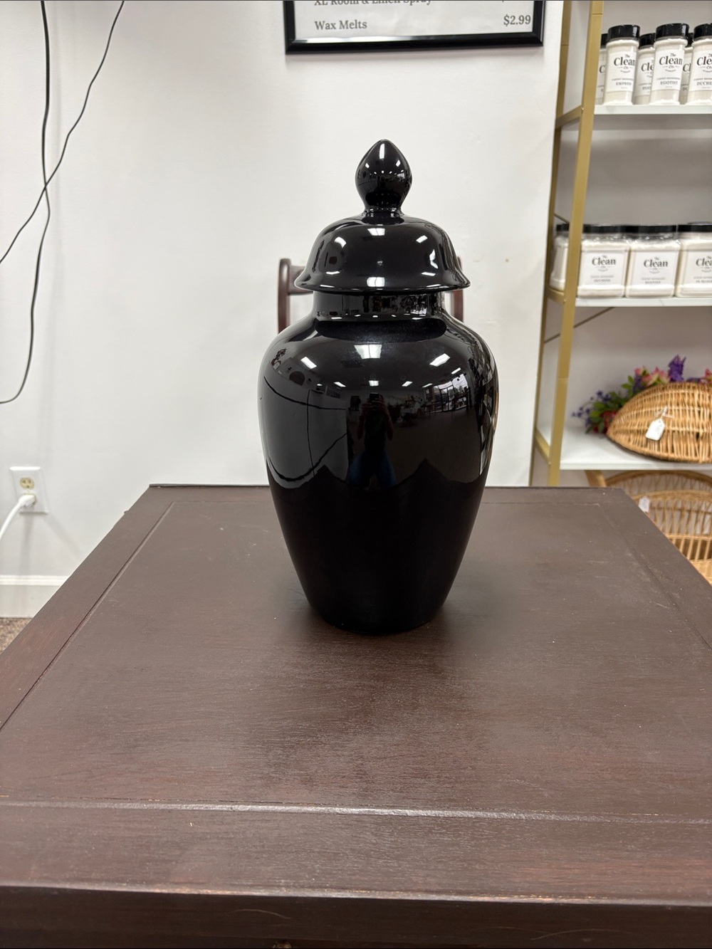 Black Ceramic Lidded Decorative Jar